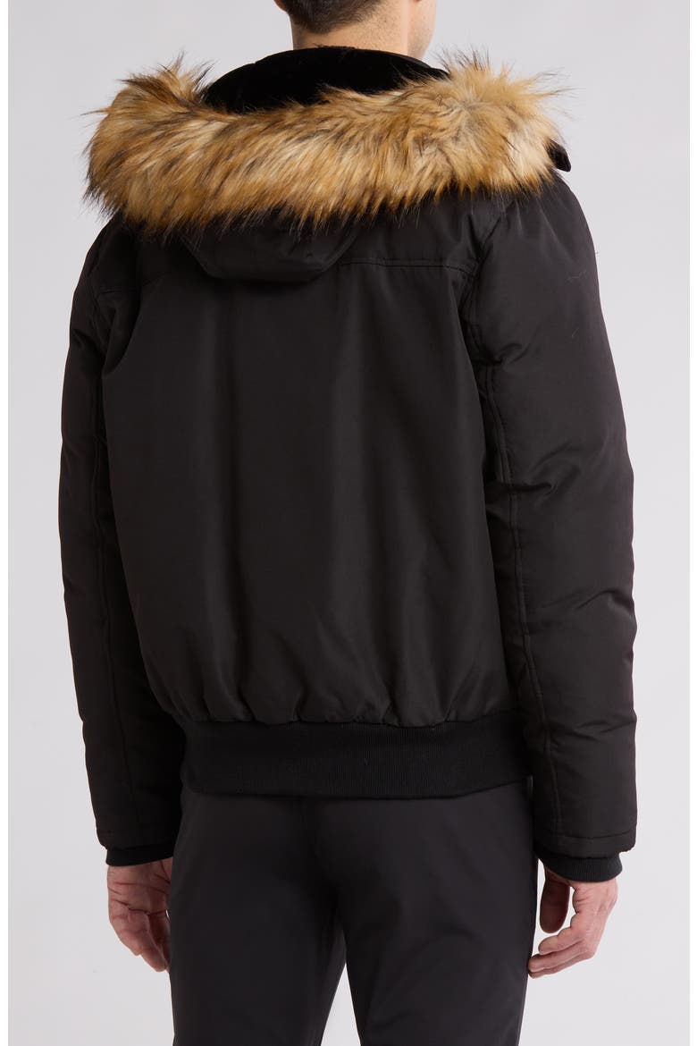 Faux Fur Trim Bomber Jacket, Alternate, color, BLACK/RACCOON