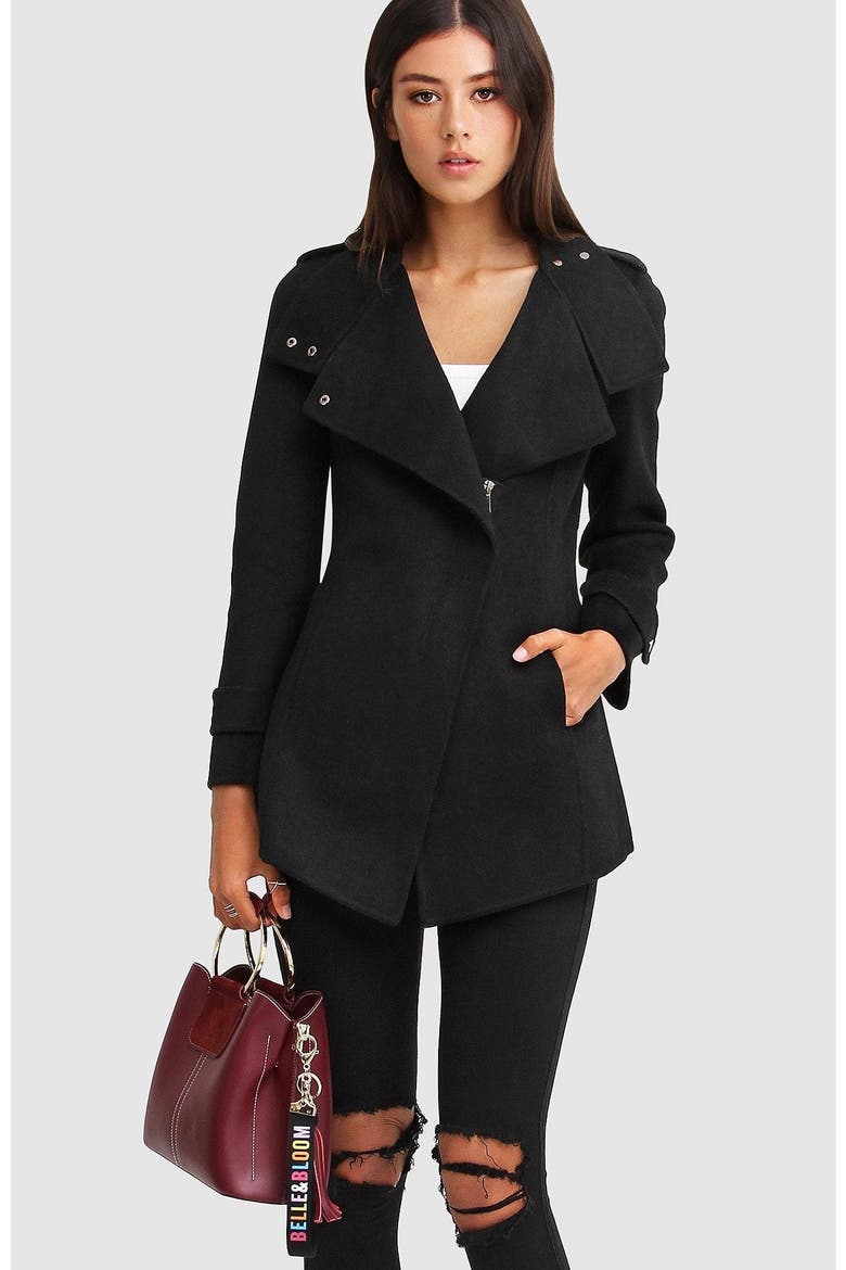 Bad Girl Wool Blend Moto Coat, Alternate, color, Black