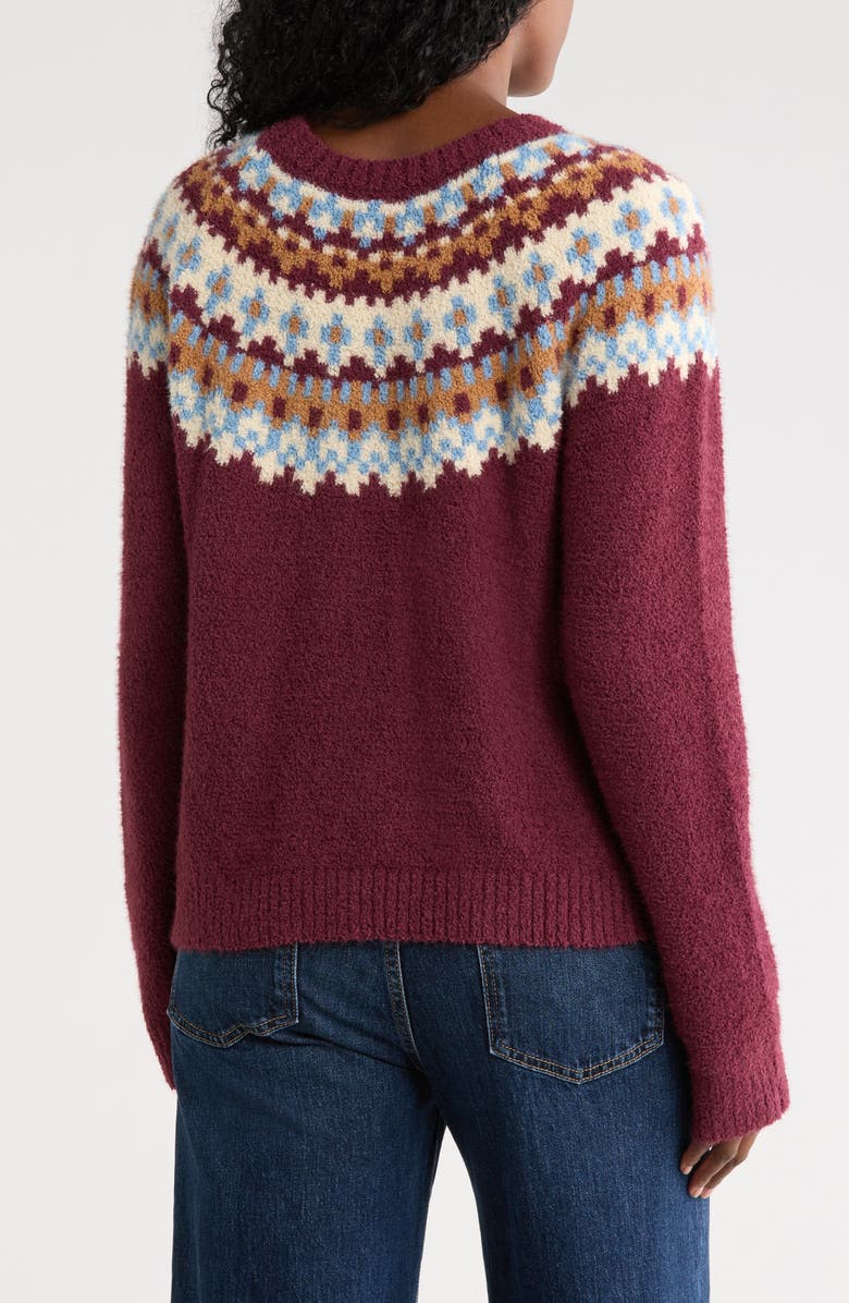 Bobeau Fair Isle Crewneck Sweater, Alternate, color, Fig