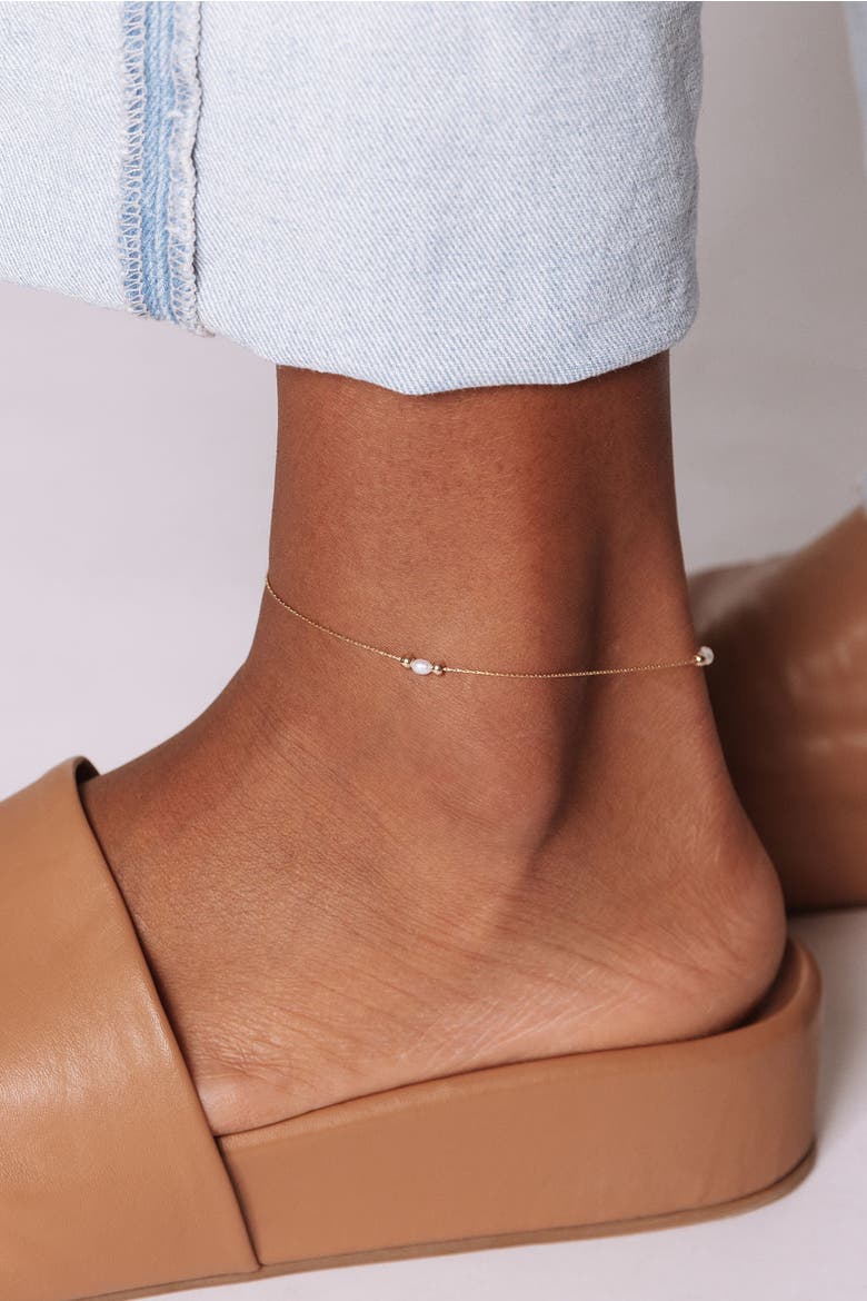 Michelle Pearl Anklet, Alternate, color, Gold