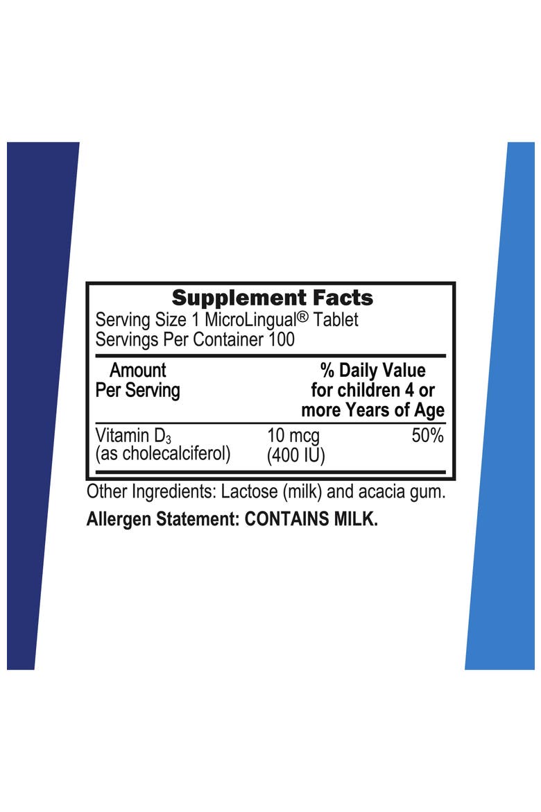 Children's Vitamin D3 Quick Dissolve Sublingual Tablets, Alternate, color, White