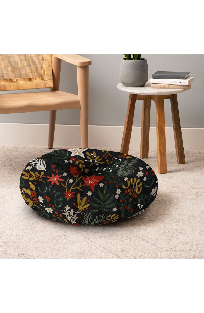 Deny Designs Dark Holidays Nature Floor Pillow, Alternate, color, Black