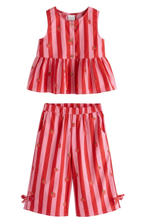 Kids' Strawberry Stripe Peplum Top & Pants Set (Baby, Toddler & Little Kid)