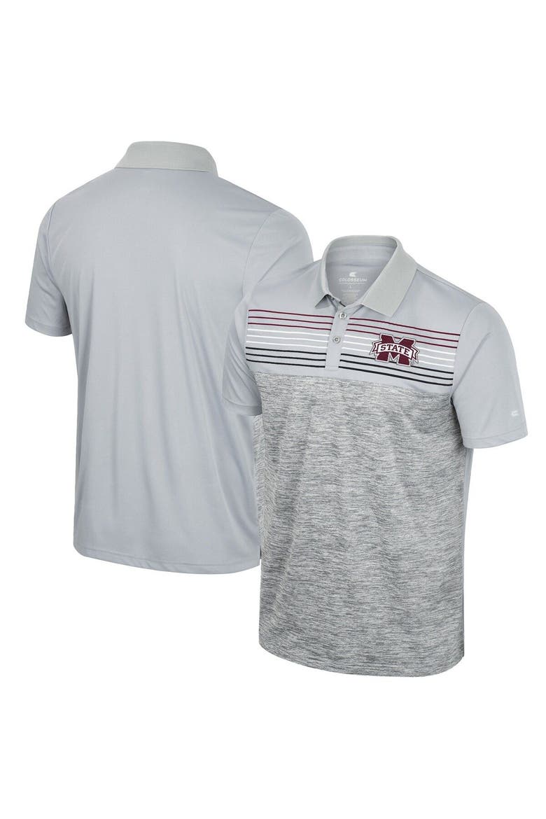 Men's Colosseum Gray Mississippi State Bulldogs Cybernetic Polo, Main, color, Gray