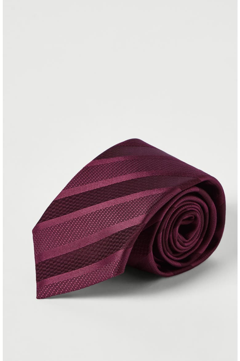 Texured tone-on-tone stripe silk tie, Alternate, color, Cherry
