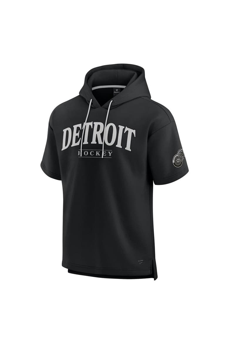 Men's Fanatics  Black Detroit Red Wings Elements Ready Short Sleeve Pullover Hoodie, Alternate, color, Black