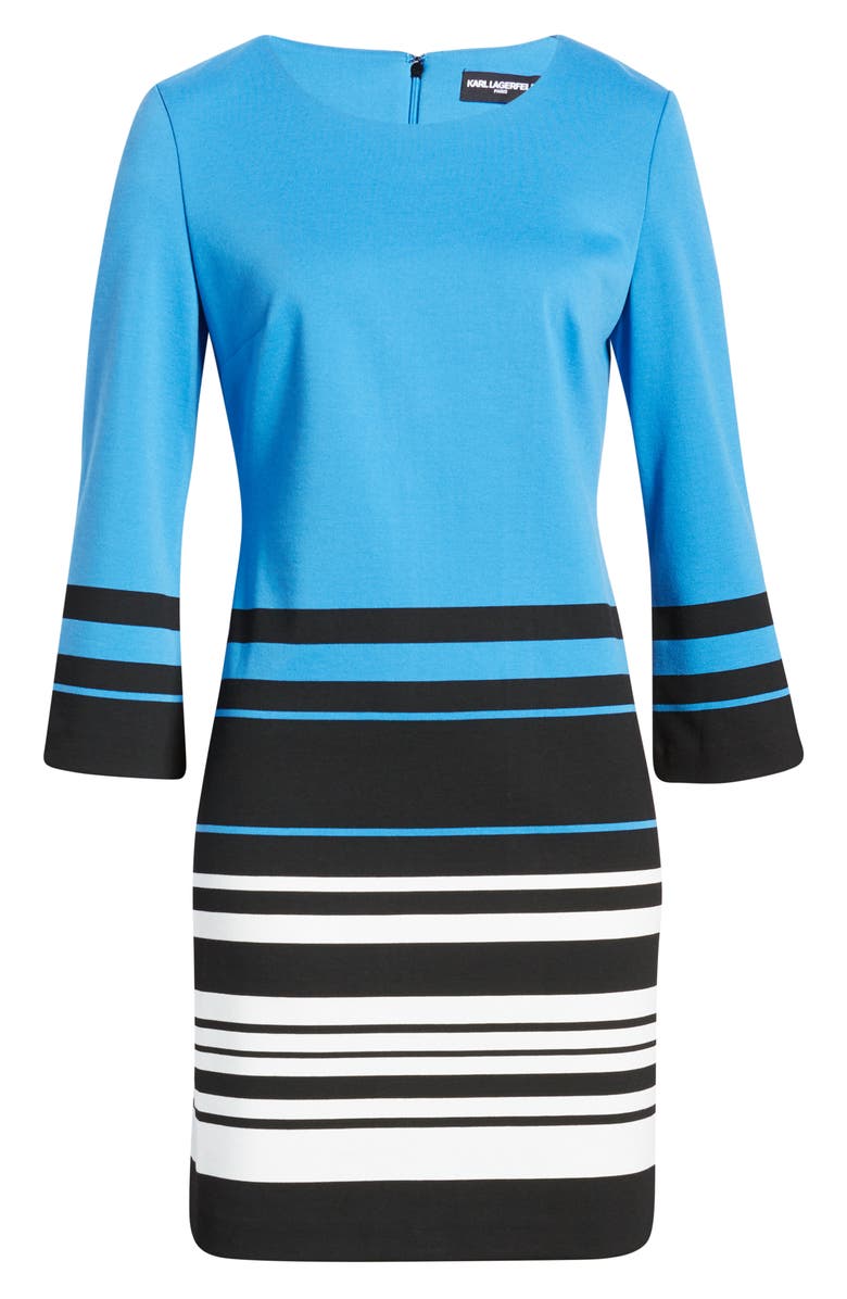 KARL LAGERFELD PARIS Color Block Stripe A-Line Dress, Alternate, color,