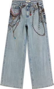 Desigual Chain Embellished Wide Leg Jeans