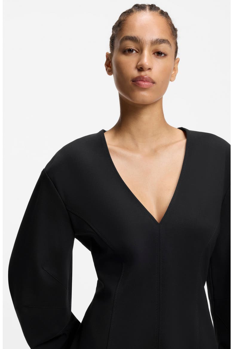 Dalerina Shaped Long Sleeve Minidress, Main, color, BLACK