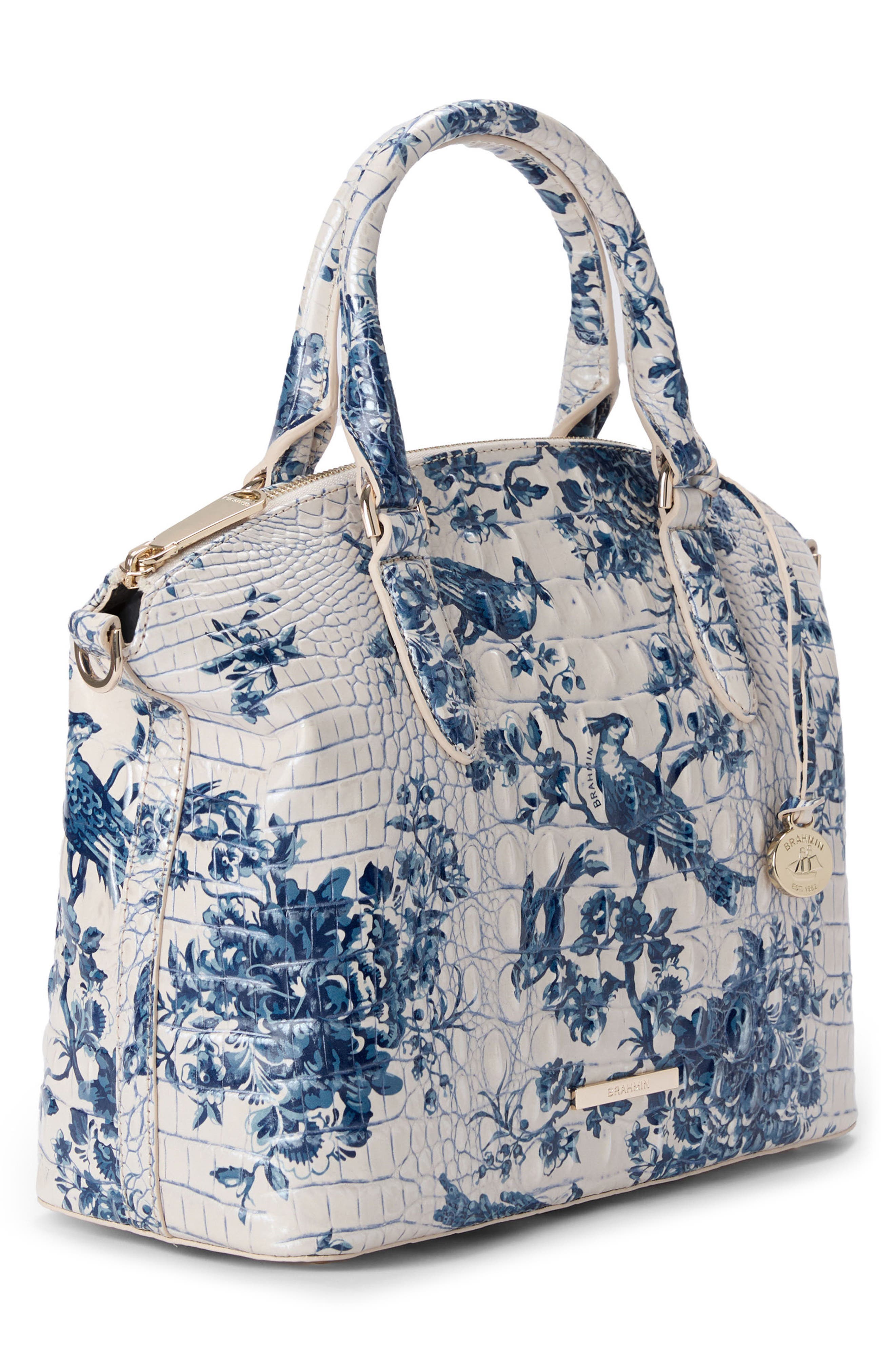 Brahmin Duxbury Croc Embossed Leather Satchel, Alternate, color, 