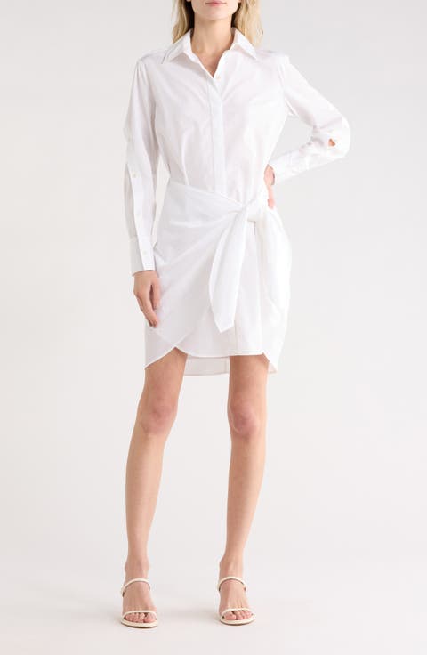 Tie Waist Cotton Shirtdress