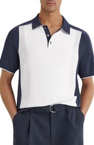 Reiss Claremont Colorblock Pointelle Trim Polo