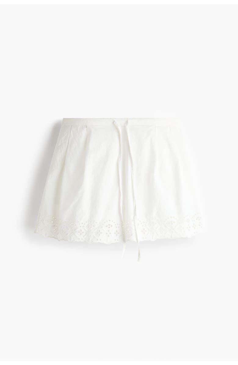H&M Broderie-anglaise Cotton Shorts, Main, color, White