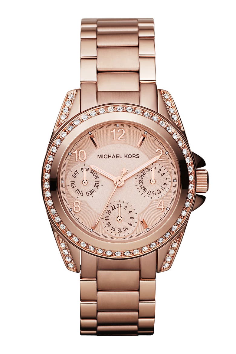 Michael Kors 'Blair - Mini' Multifunction Watch, 33mm, Main, color, ROSEGOLD