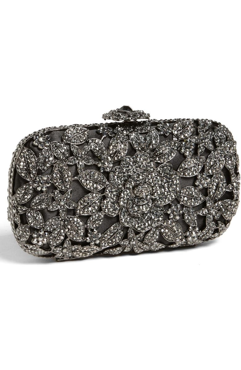 ZZDNU Natasha Couture Natasha Couture Crystal Caged Floral Clutch, Main, color,