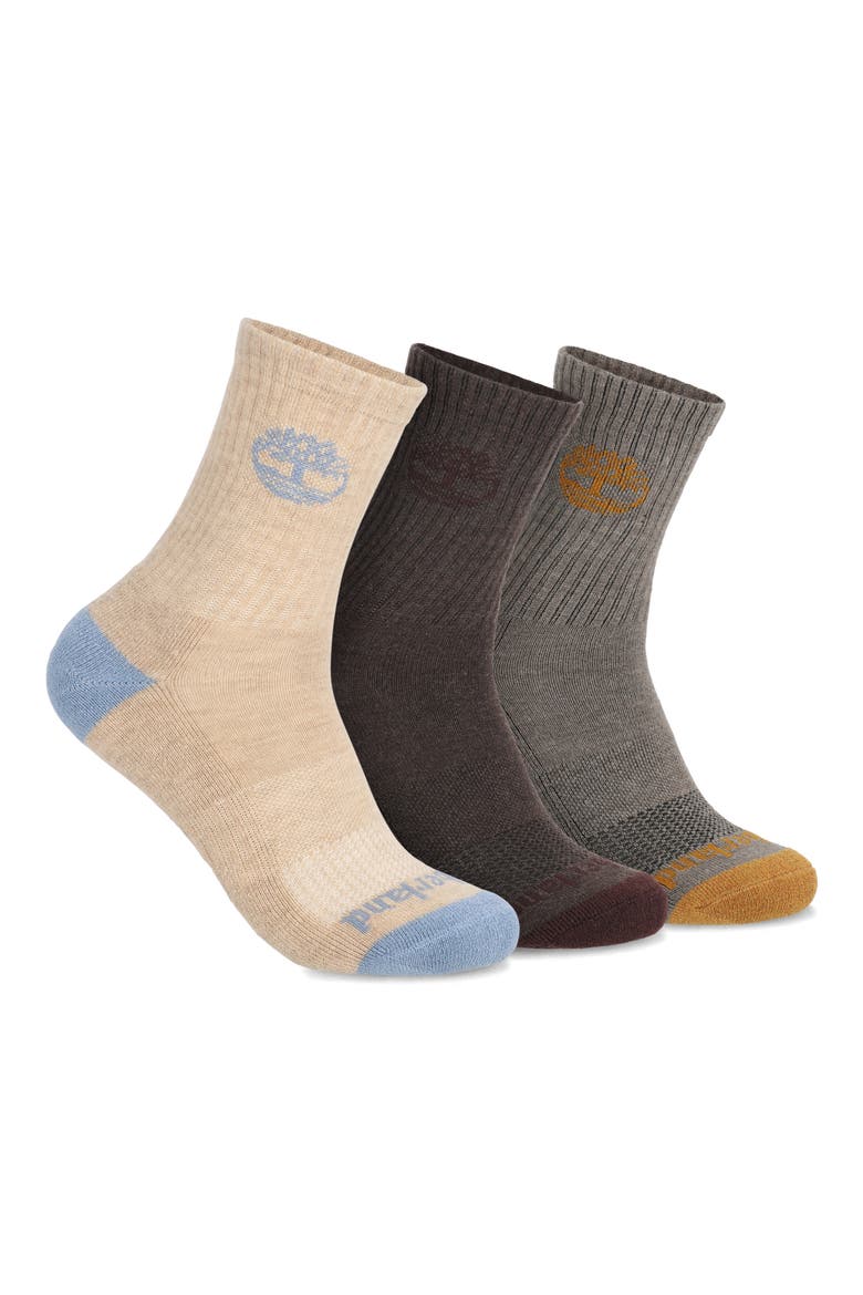 Assorted 3-Pack Wool Blend Hiking Quarter Socks, Main, color, DUNE