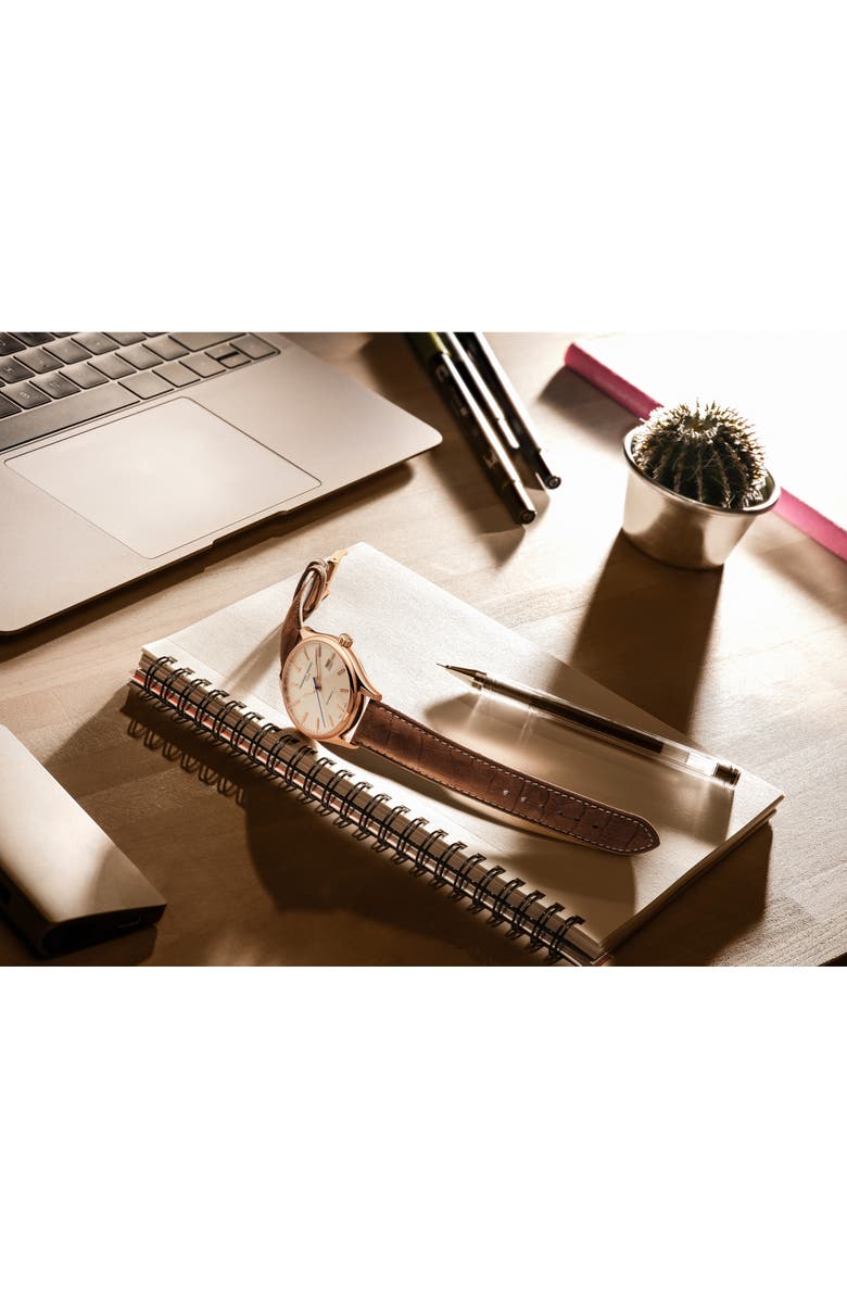 FREDERIQUE CONSTANT Classics Index Automatic Leather Strap Watch, 40mm, Alternate, color, 