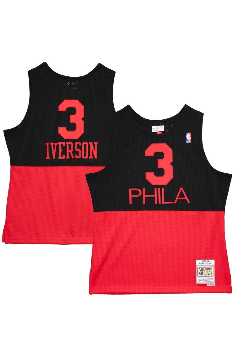 Men's Mitchell & Ness Allen Iverson Black Philadelphia 76ers 2003/04 Hardwood Classics Reload 2.0 Swingman Jersey, Alternate, color, Black