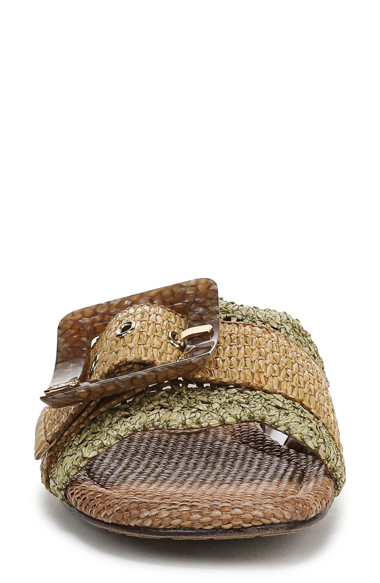Sam Edelman Bambi Raffia Buckle Slide Sandal, Alternate, color, Washed Sage/ Amber Tan