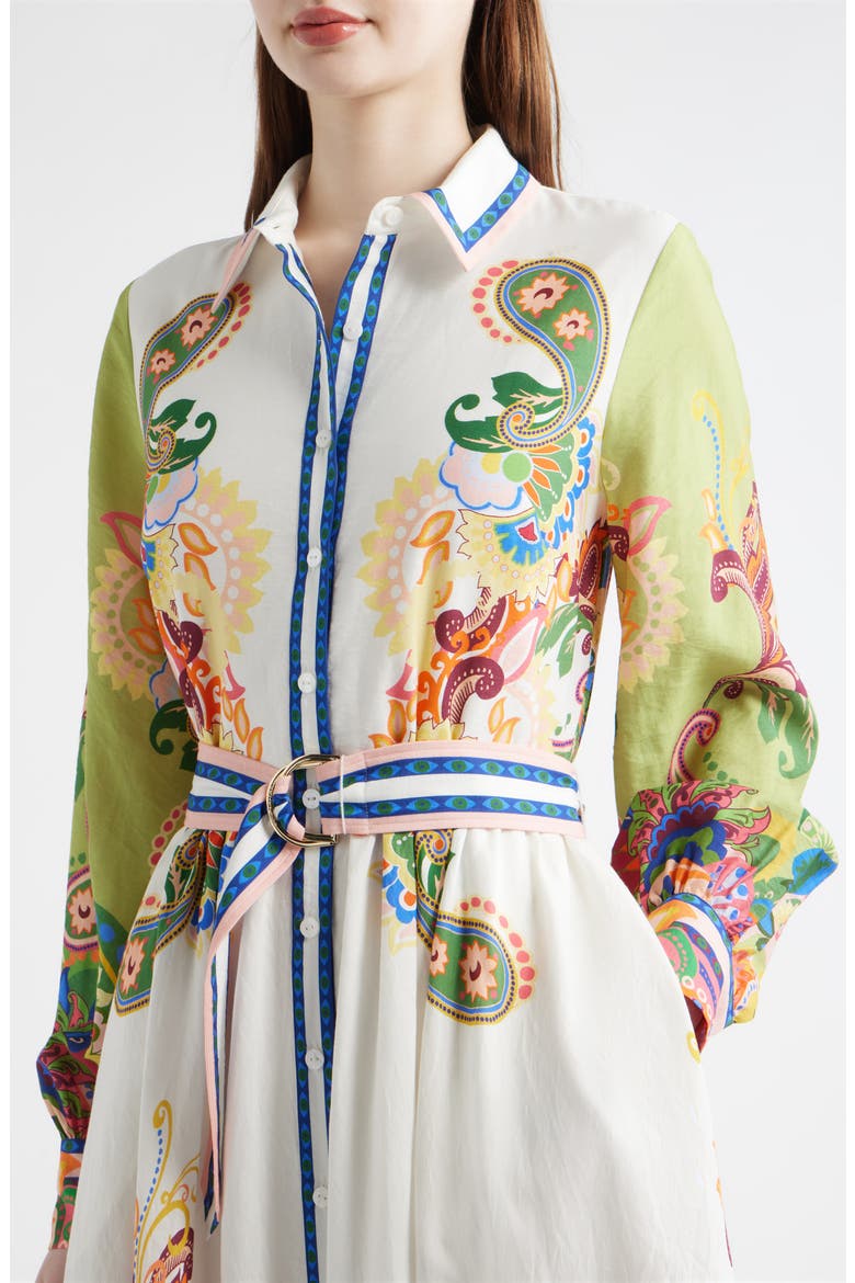 The Ester Belt Long Sleeve Shirtdress, Alternate, color, CELESTIAL PAISLEY