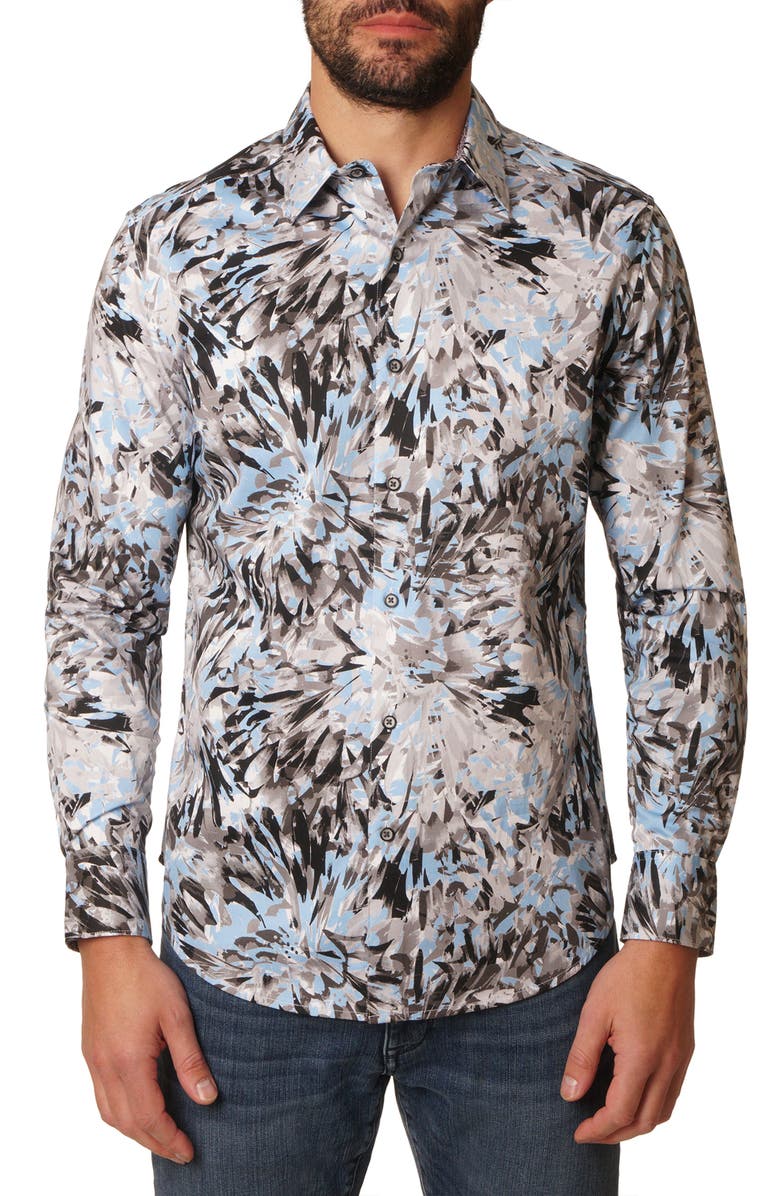 Robert Graham Buron Long Sleeve Woven Shirt, Main, color, Blue