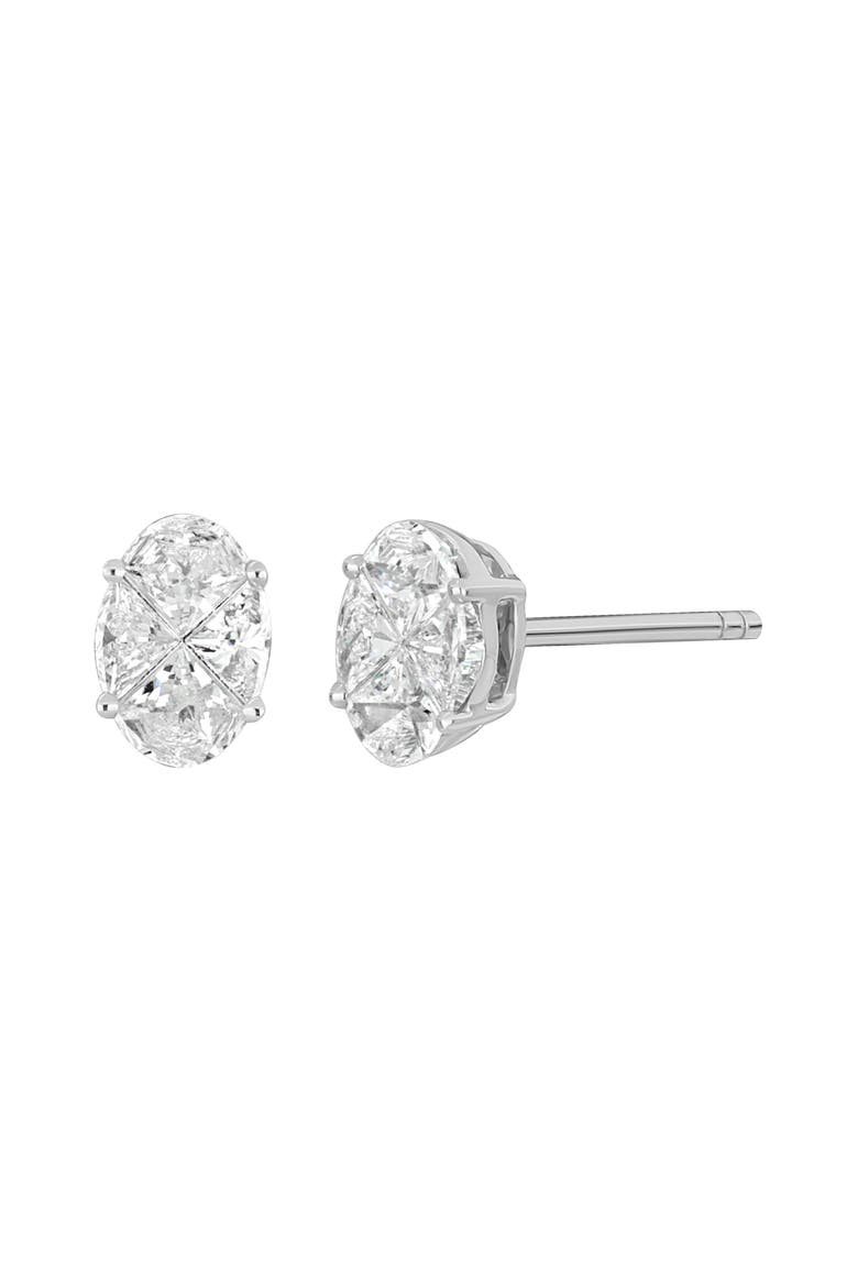Maya Oval Pie-Cut Diamond Stud Earrings, Main, color, 18K WHITE GOLD