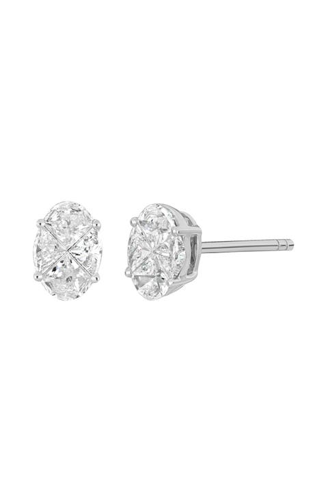 Maya Oval Pie-Cut Diamond Stud Earrings