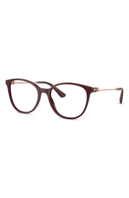 Dolce & Gabbana Dolce&gabbana 54mm Butterfly Optical Glasses In Bordeaux/rose Gold