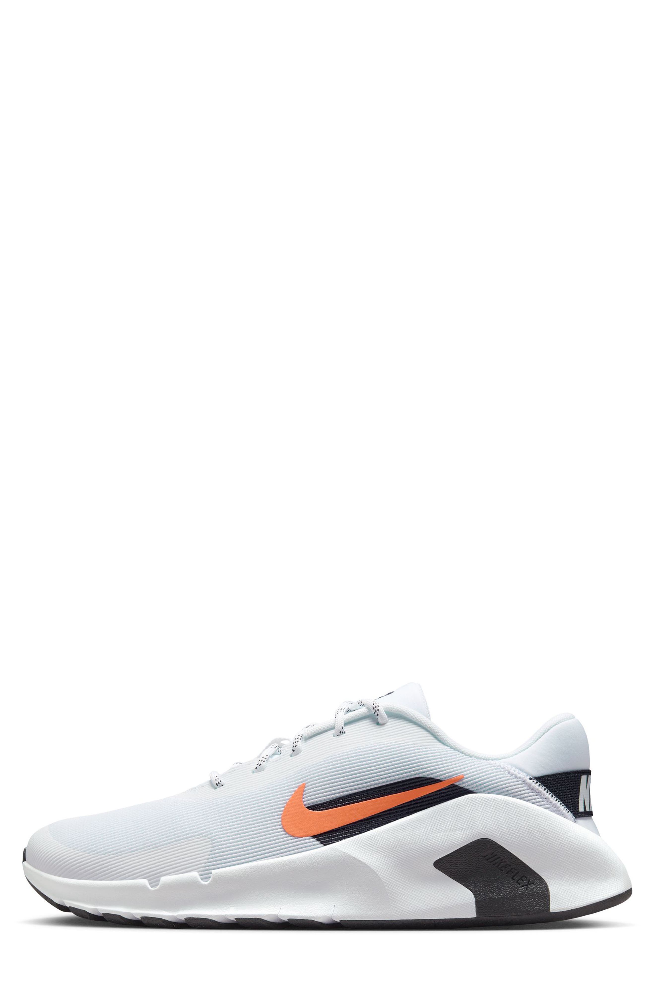 Flex Train Athletic Training Shoe, Alternate, color, WHITE/ SAFETY ORANGE