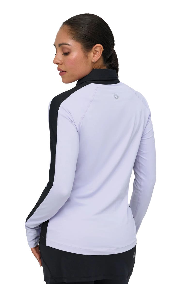 Women's Long Sleeve Quarter Zip Polo with Sun and UV Protection, Alternate, color, Lavender/Black