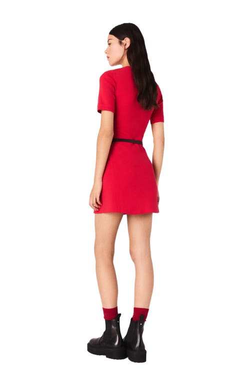 Maje Cotton-blend Ribbed Mini Dress In Red