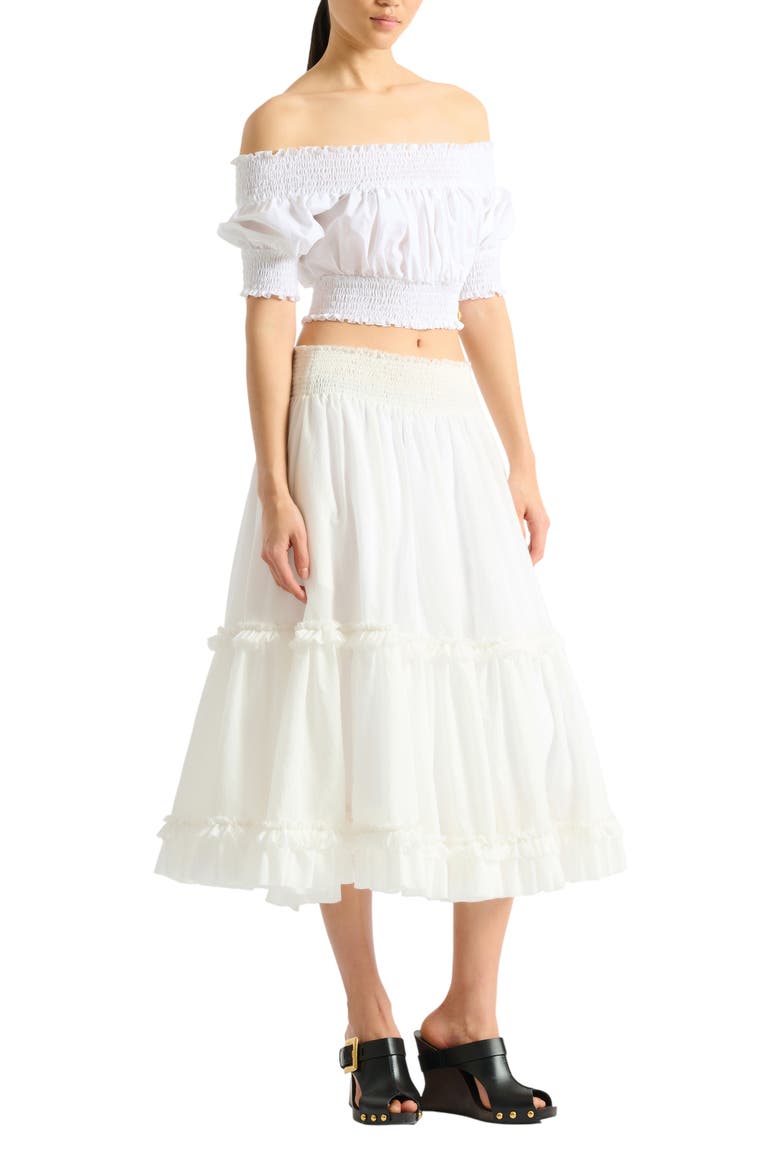 Poplin off-the-shoulder top, Main, color, white