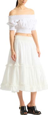 Balmain Poplin off-the-shoulder top