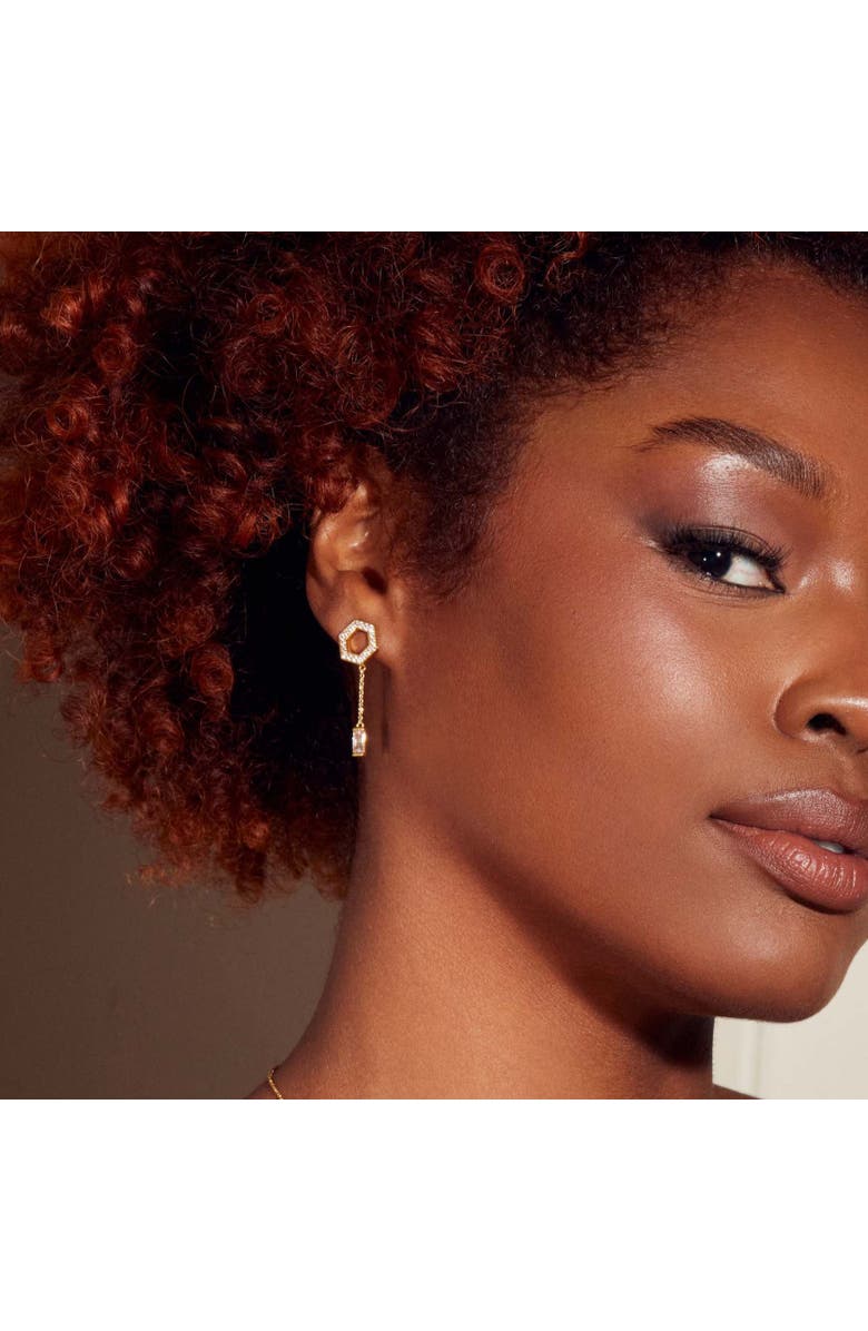 Ora Ana The Tyra Baguette Drop Earrings, Alternate, color, Gold/White Cz