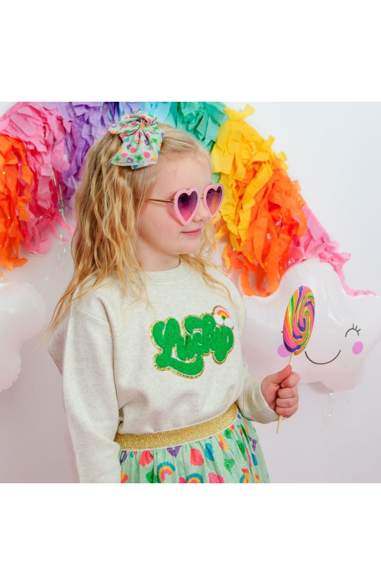 Sweet Wink Lucky Rainbow Patch St. Patrick's Day Sweatshirt, Alternate, color,