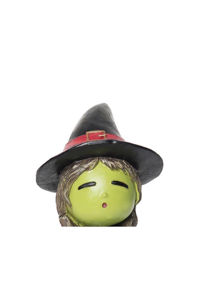 4.53" x 8.6" Happy Green Face Witch Decorative Halloween Figure Figurine, Alternate, color, Black
