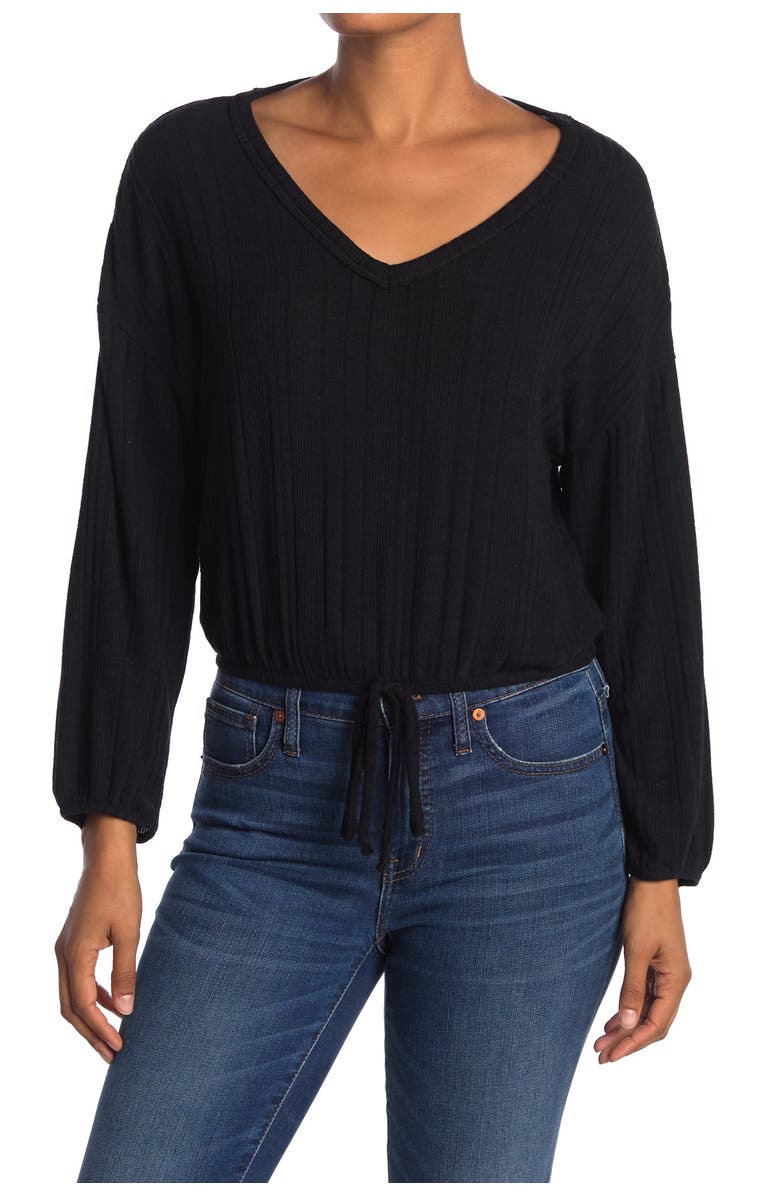 WHITE WILLOW Long Sleeve Drawstring Top, Main, color, 