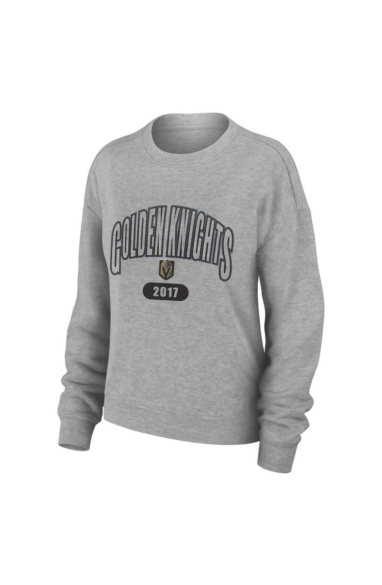 WEAR by Erin Andrews Women's WEAR by Erin Andrews Heather Gray Vegas Golden Knights Knit Long Sleeve Tri-Blend T-Shirt & Pants Sleep Set, Alternate, color, Heather Gray