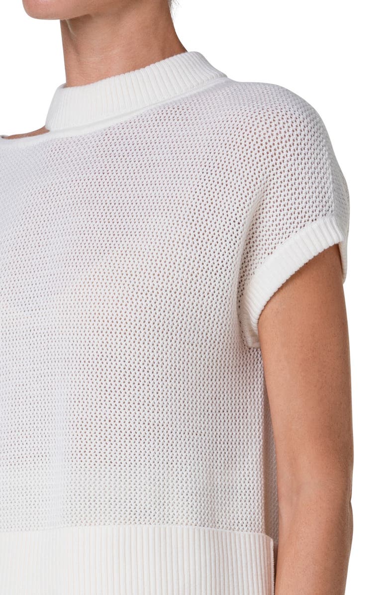 Akris punto Cutout Cap Sleeve Wool Sweater, Alternate, color, 