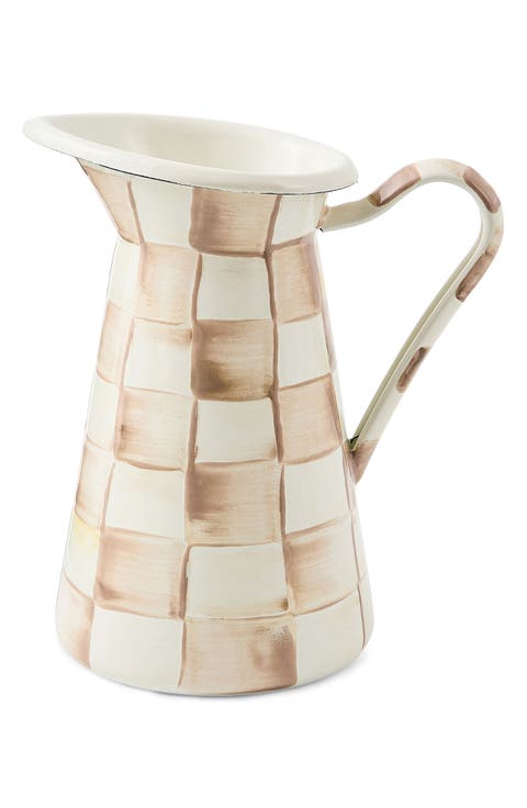 Mocha Check Medium Enameled Steel Practical Pitcher
