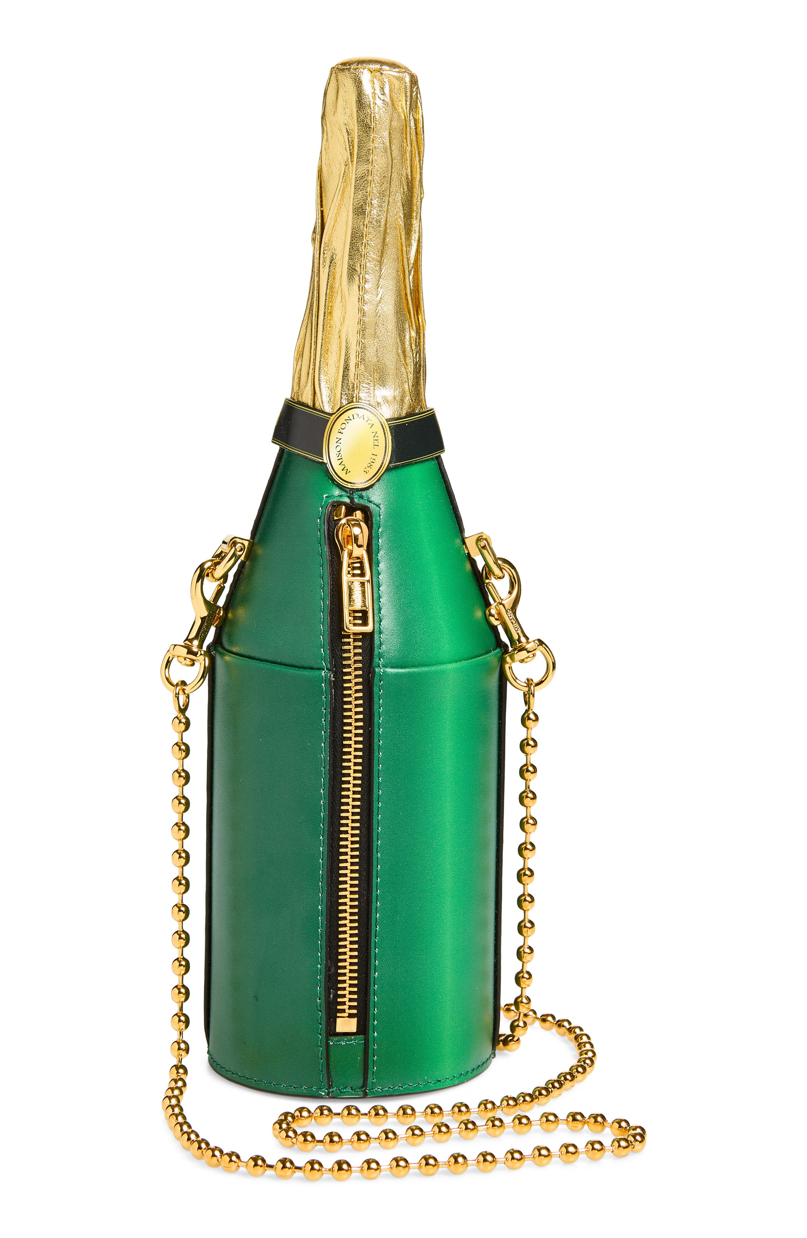 Moschino Champagne Bottle Leather Clutch, Alternate, color, One Color 85A Oe1