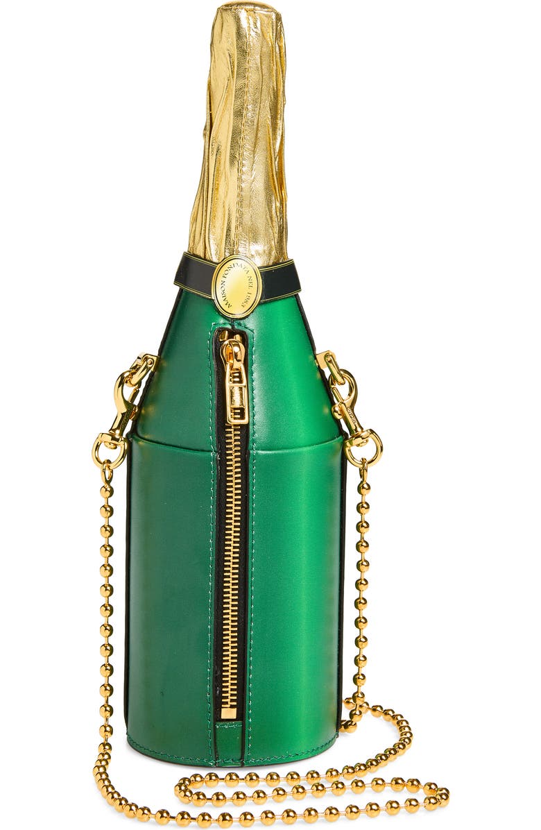 Moschino Champagne Bottle Leather Clutch, Alternate, color, One Color 85A Oe1