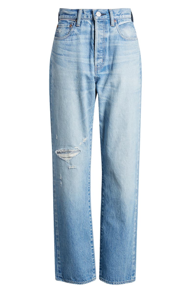 MOUSSY VINTAGE Cliffdale Ripped High Waist Straight Leg Jeans, Alternate, color, 