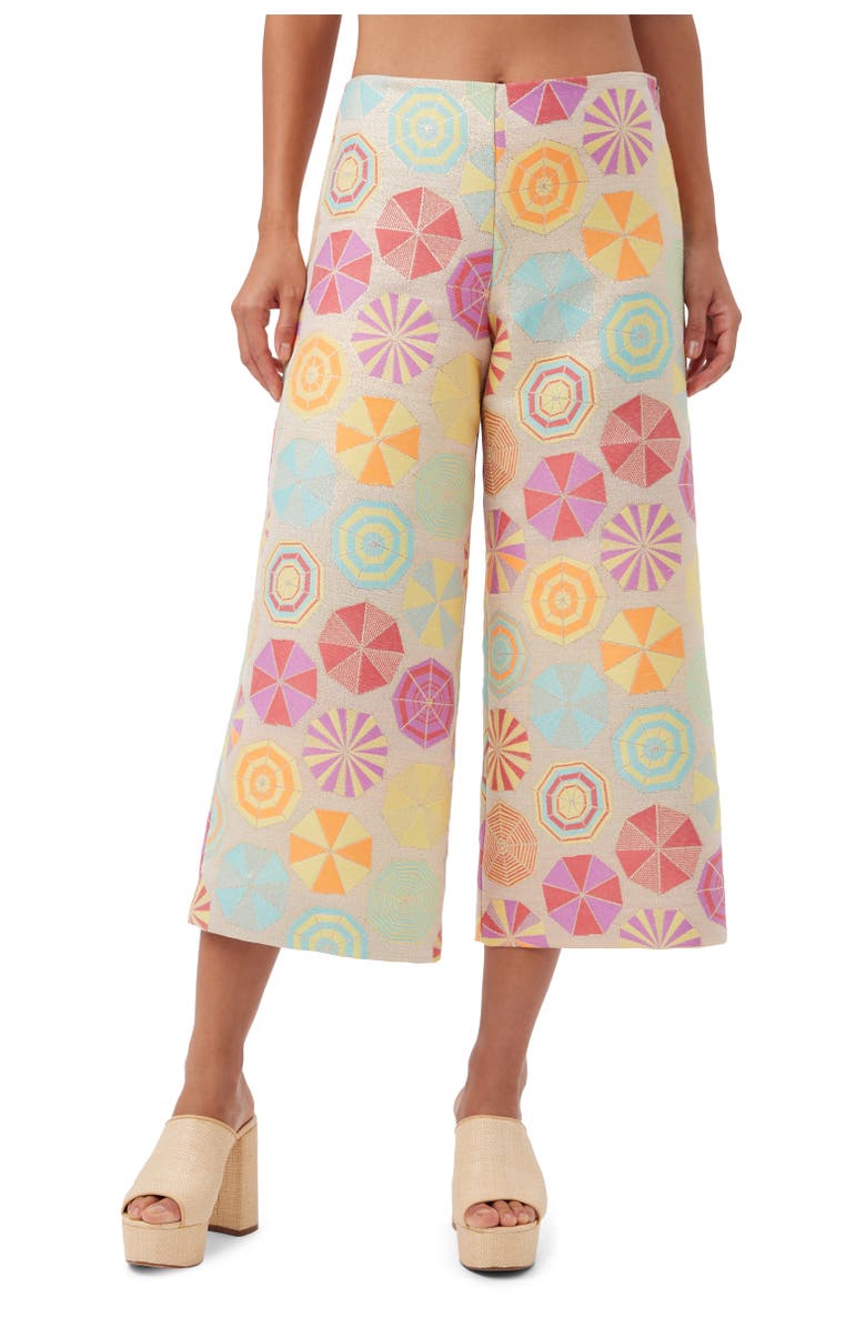 Trina Turk Diona Crop Umbrella Jacquard Pant, Main, color, 