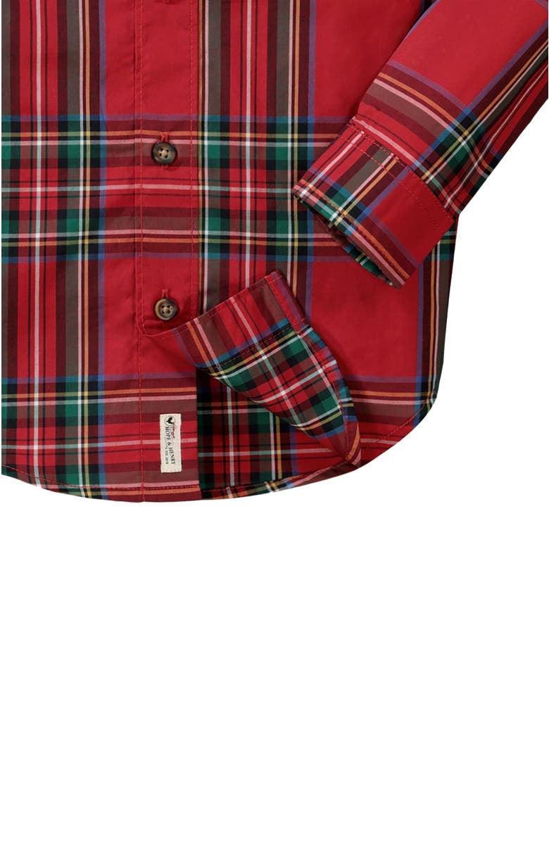 Hope & Henry Baby Boys' Organic Stretch Poplin Shirt, Infant, Alternate, color, Red Holiday Tartan