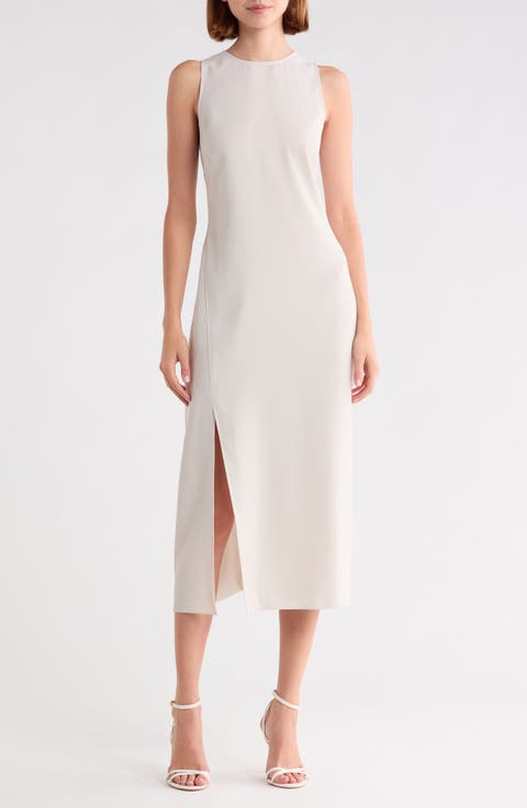 Halter Neck Slit Seam Midi Dress