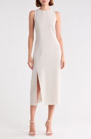 Theory Halter Neck Slit Seam Midi Dress