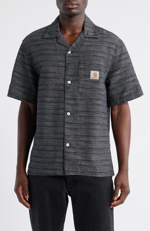 Gellar Short Sleeve Cotton Jacquard Camp Shirt