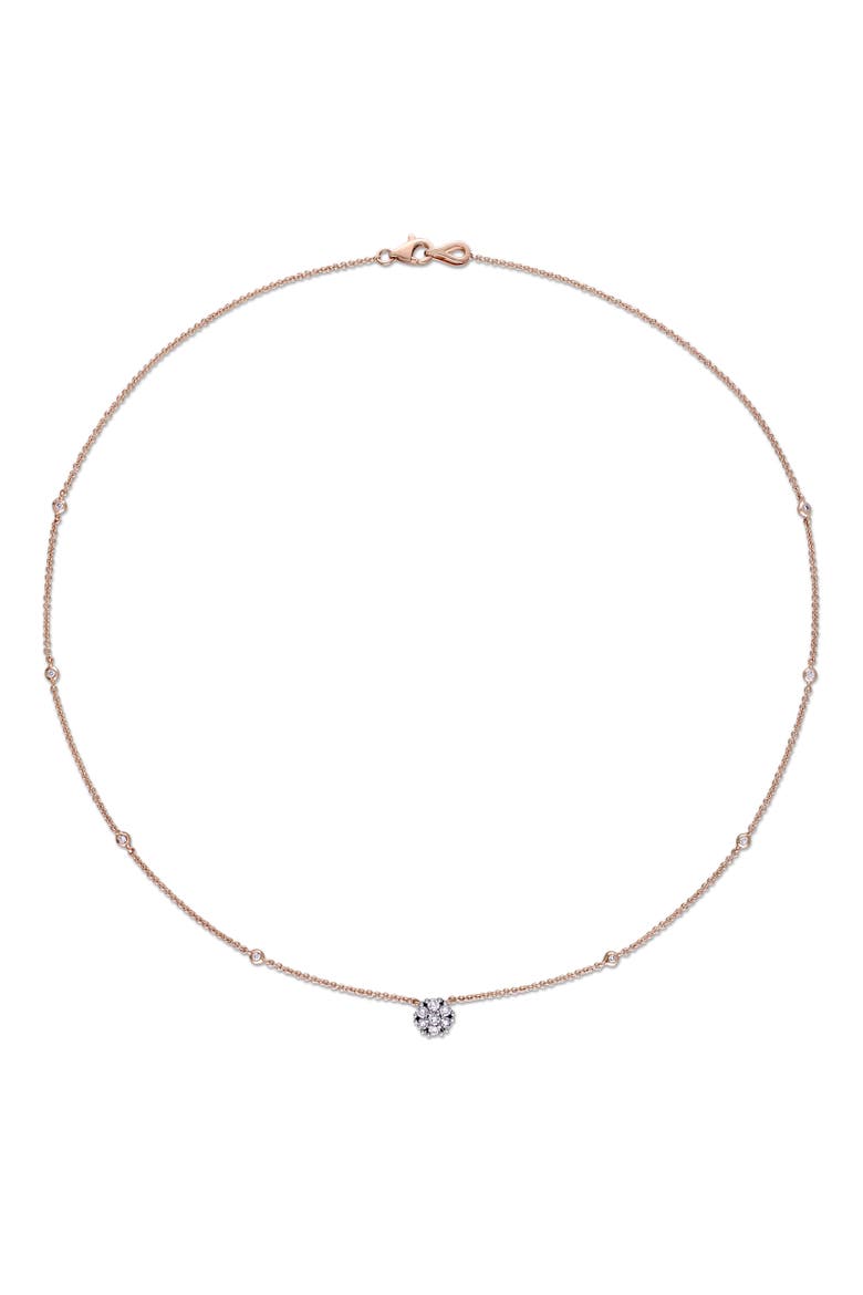 Diamond Floral Cluster Necklace 14k Rose Gold, Alternate, color, Rose Gold