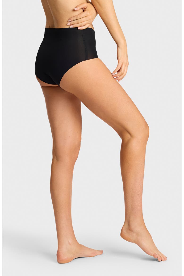 Invisible Rib One Size High Rise Bikini, Alternate, color, BLACK